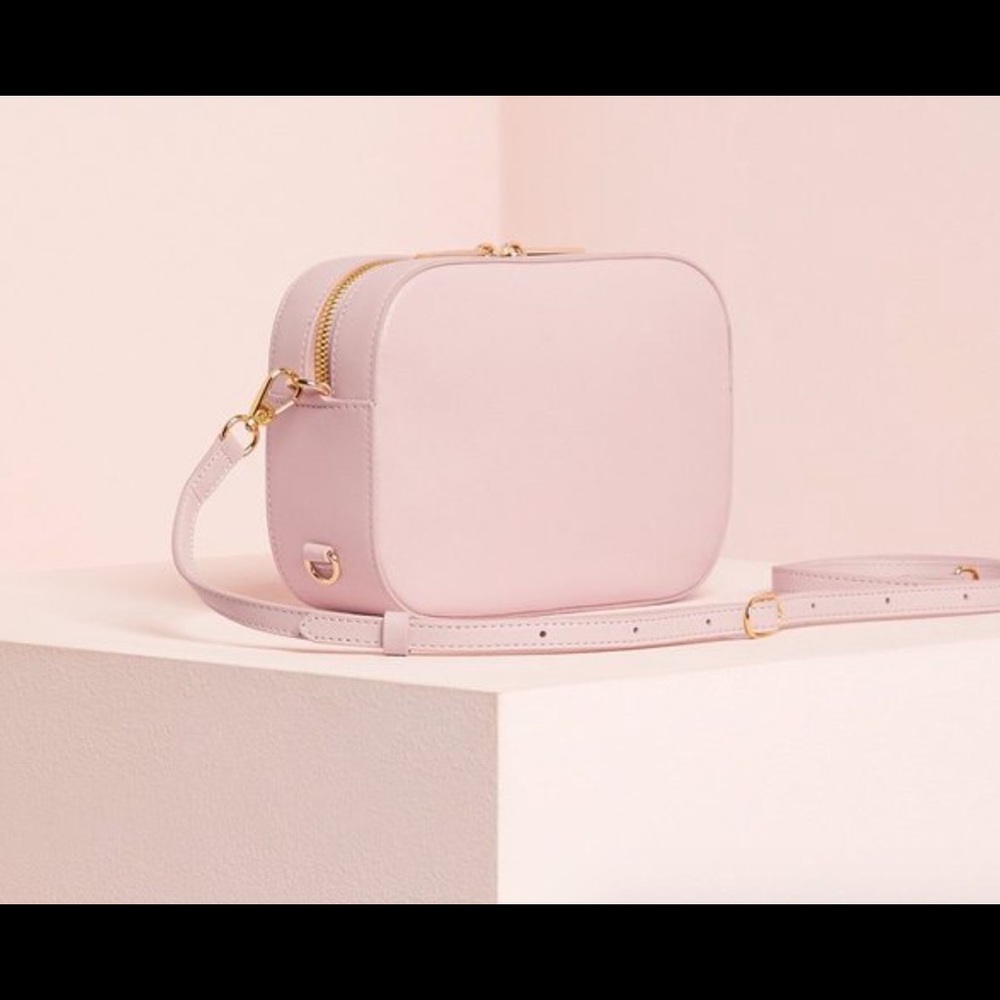 Pop and Suki Pink Camera Bag with ‘MADDIE monogram